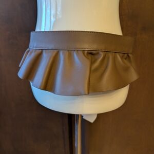 MaxMara Brown Leather Burgos Ruffle Belt